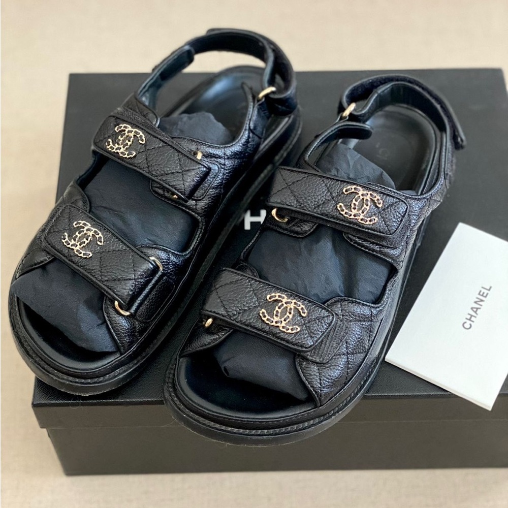 ** SOLD ** CHANEL CC DAD SANDALS - Picture 2 of 13